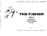 Fisher 800-B - Owners Manual 
